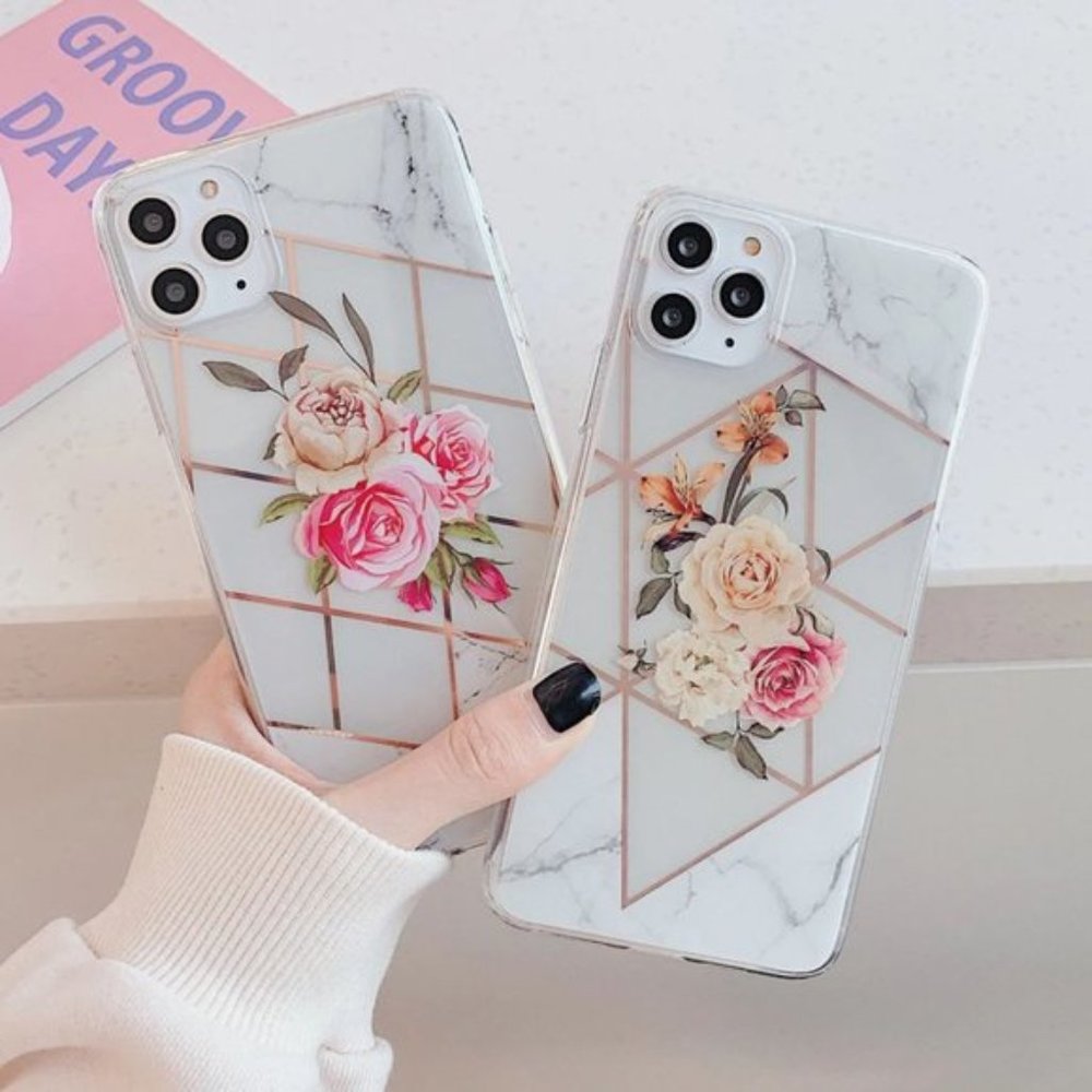NEW iPhone 11/Pro/Max/XR Flowers Marble case